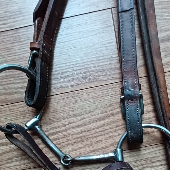 Western leather headstall includes bit and heavy halter - Picture 7 of 8